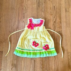 Fun yellow gingham spring dress 3T